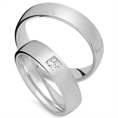 🦚 Trauringe 750er Weissgold 4 Diamanten