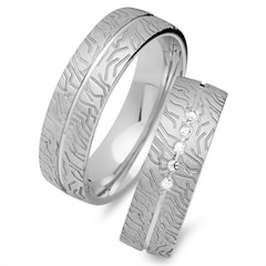 🦚 Trauringe 750er Weissgold 5 Diamanten
