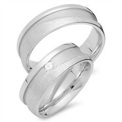 🦚 Eheringe 333er Weissgold mit Diamant