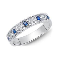 🦚 Ring 585 Weißgold Diamanten 0,030 ct. Saphire 0,188 ct.