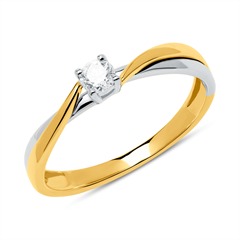 🦚 Verlobungsring aus 585er Gelb- und Weißgold mit Diamant