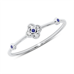 🦚 Ring aus 14K Weißgold mit Saphiren und Weißtopasen