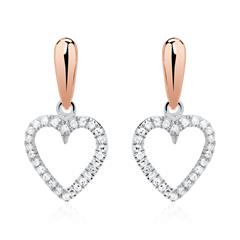 🦚 Herz Ohrstecker aus 14K Roségold mit Diamanten