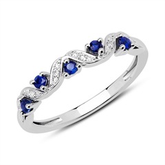 🦚 585er Weißgold Ring Diamanten und Saphire