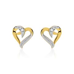 🦚 585er Goldohrstecker Herzen mit Diamanten
