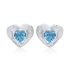 🦚 585er Ohrringe 2 Topase 4 Diamanten 0,02 ct.