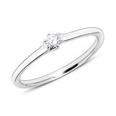 🦚 Gravur Verlobungsring aus 14K Weißgold mit Diamant