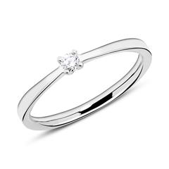 🦚 Gravierbarer Solitärring aus 14K Weißgold mit Diamant