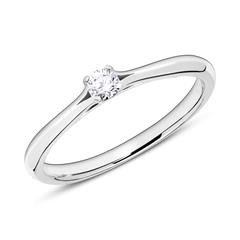 🦚 Gravur Ring aus 585er Weißgold mit Diamant