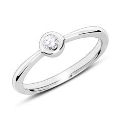 🦚 Gravierbarer Solitärring aus 14K Weißgold mit Diamant