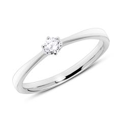 🦚 14K Weißgold Verlobungsring mit Diamant gravierbar