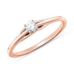 🦚 Solitärring aus 14K Roségold mit Diamant