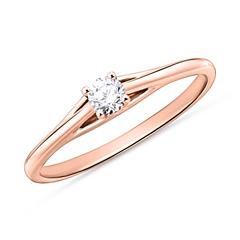 🦚 Solitärring aus 14K Roségold mit Diamant