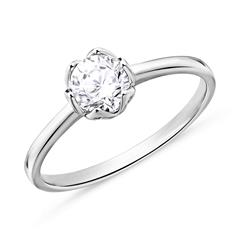 🦚 Solitärring aus 18K Weißgold mit Diamant