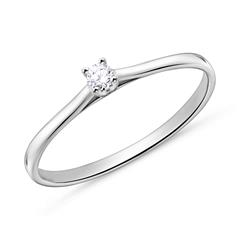 🦚 Solitärring aus 18K Weißgold mit Brillant