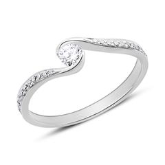 🦚 Diamantbesetzter Verlobungsring aus 18K Weißgold