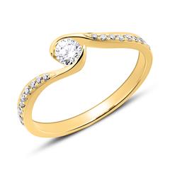 🦚 14K Gold Verlobungsring mit Brillanten