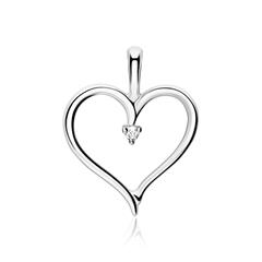 🦚 14K Weißgold Herzanhänger mit Diamant