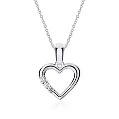 🦚 Herzkette aus 14K Weißgold mit Diamanten