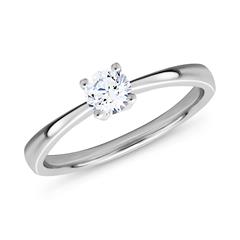 🦚 Solitärring aus 18K Weißgold mit Brillant, lab-grown