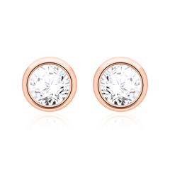 🦚 Ohrstecker für Damen aus 14K Roségold mit Diamanten