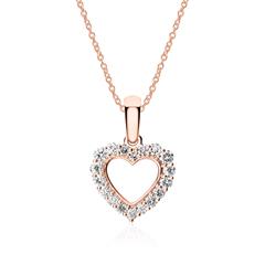 🦚 Herzkette aus 750er Roségold mit Diamanten