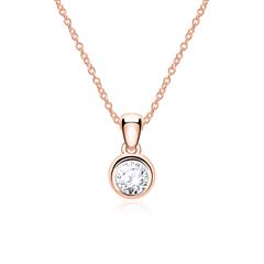 🦚 Damenkette aus 14-karätigem Roségold mit Brillant