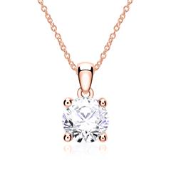 🦚 Kette mit Diamantanhänger aus 14-karätigem Roségold