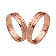 🦚 Trauringe aus Roségold mit 3 Brillanten