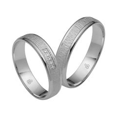 🦚 Eheringe aus Weißgold, Platin, Palladium, 5 Brillanten