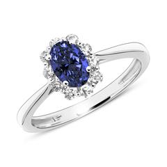 🦚 Saphirring aus 585er Weißgold mit Diamanten