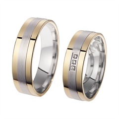 🦚 Eheringe Gelb- und Weißgold mit Brillanten Breite 6 mm