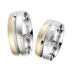 🦚 Eheringe Gelb- und Weißgold mit Diamanten Breite 7,5 mm