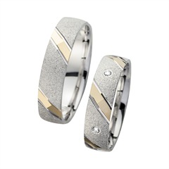 🦚 Eheringe Gelb- und Weißgold mit Diamanten Breite 5 mm