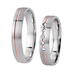 🦚 Eheringe Rot- und Weißgold mit Diamanten Breite 4 mm