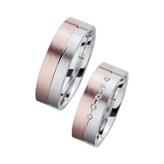 🦚 Eheringe Rot- und Weißgold mit Brillanten Breite 6,5 mm