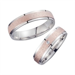 🦚 Eheringe Rot- und Weißgold mit Diamant Breite 5 mm
