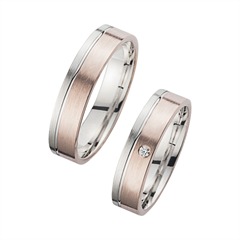 🦚 Eheringe Rot- und Weißgold mit Diamant Breite 5 mm