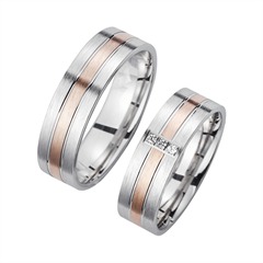 🦚 Eheringe Rot- und Weißgold mit Brillanten Breite 6 mm
