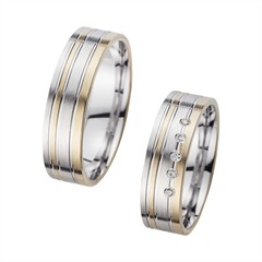 🦚 Eheringe Gelb- und Weißgold mit Brillanten Breite 6 mm