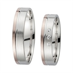 🦚 Eheringe Rot- und Weißgold mit Diamanten Breite 4,5 mm