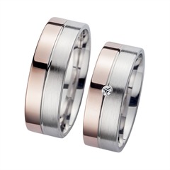 🦚 Eheringe Rot- und Weißgold mit Brillant Breite 7 mm