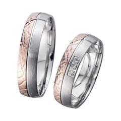 🦚 Eheringe Rot- und Weißgold mit Brillanten Breite 5 mm