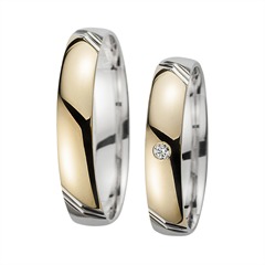 🦚 Eheringe Gelb- und Weißgold mit Diamanten Breite 4 mm