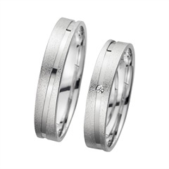 🦚 Eheringe Weißgold mit Brillant Breite 4 mm