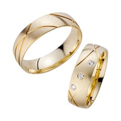 🦚 Eheringe Gelbgold mit Brillanten Breite 6 mm