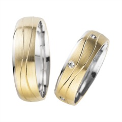 🦚 Eheringe Gelb- und Weißgold mit Brillanten Breite 6 mm
