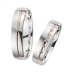 🦚 Eheringe Rot- und Weißgold mit Brillanten Breite 5 mm