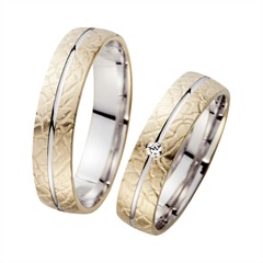 🦚 Eheringe Gelb- und Weißgold mit Brillant Breite 5 mm