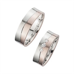 🦚 Eheringe Rot- und Weißgold mit Brillanten Breite 6,5 mm